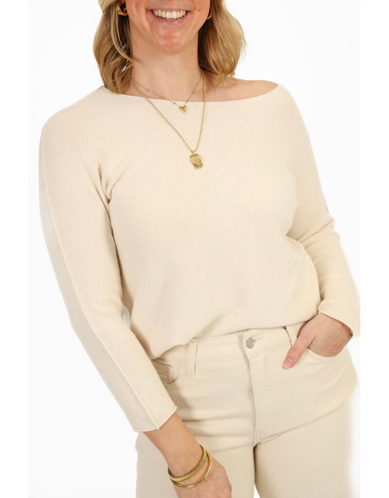 21Jewelz Dunne trui met wijde hals - ecru