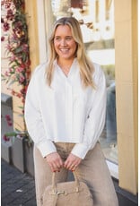 21Jewelz Cropped blouse met zakje - wit