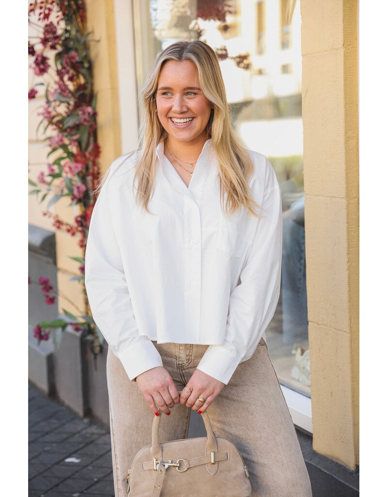 21Jewelz Cropped blouse met zakje - wit
