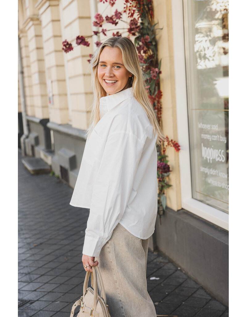21Jewelz Cropped blouse met zakje - wit