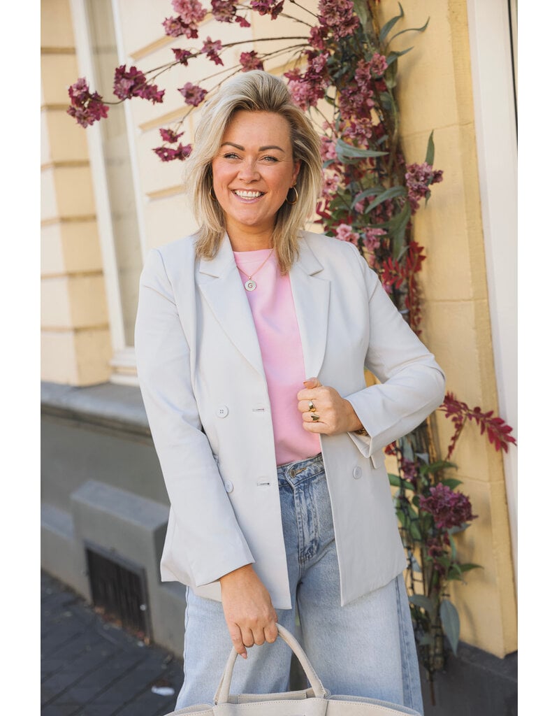 21Jewelz Effen blazer met dubbele knopen - lichtgrijs
