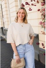 21Jewelz Gestreept shirt met drie kwart mouwen - beige