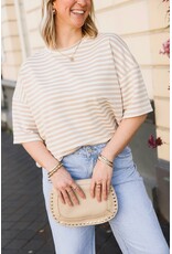 21Jewelz Gestreept shirt met drie kwart mouwen - beige