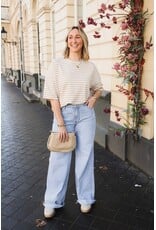 21Jewelz Gestreept shirt met drie kwart mouwen - beige