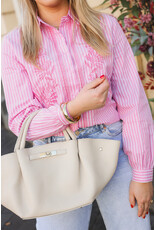 21Jewelz Gestreepte blouse met geborduurde bloemen - roze