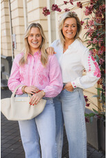 21Jewelz Gestreepte blouse met geborduurde bloemen - roze