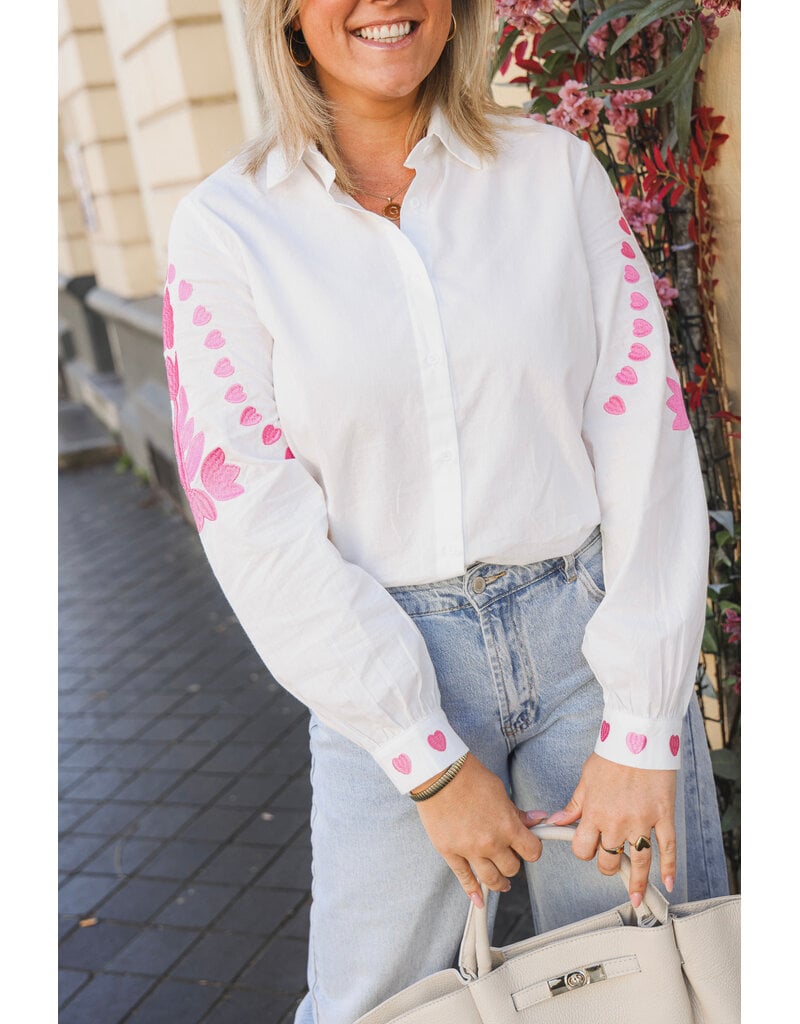 21Jewelz Blouse met roze borduursels - wit