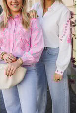 21Jewelz Blouse met roze borduursels - wit