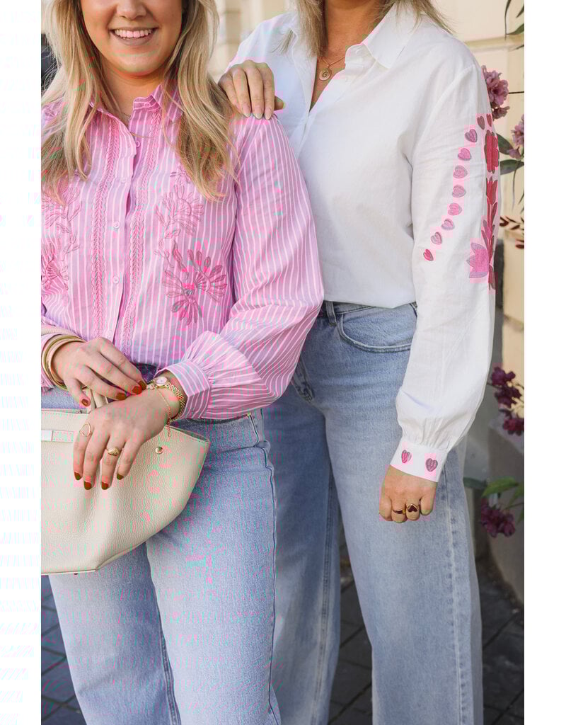 21Jewelz Blouse met roze borduursels - wit