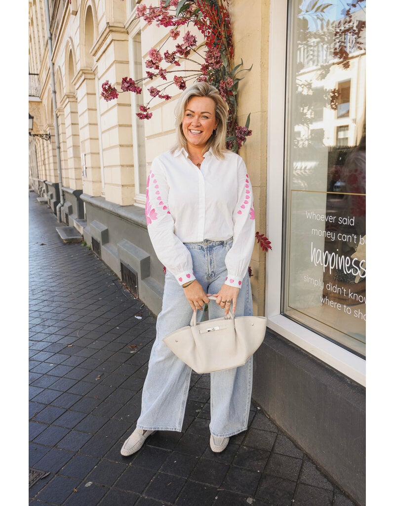 21Jewelz Blouse met roze borduursels - wit