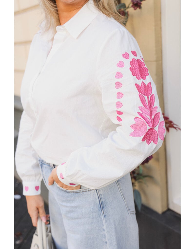 21Jewelz Blouse met roze borduursels - wit