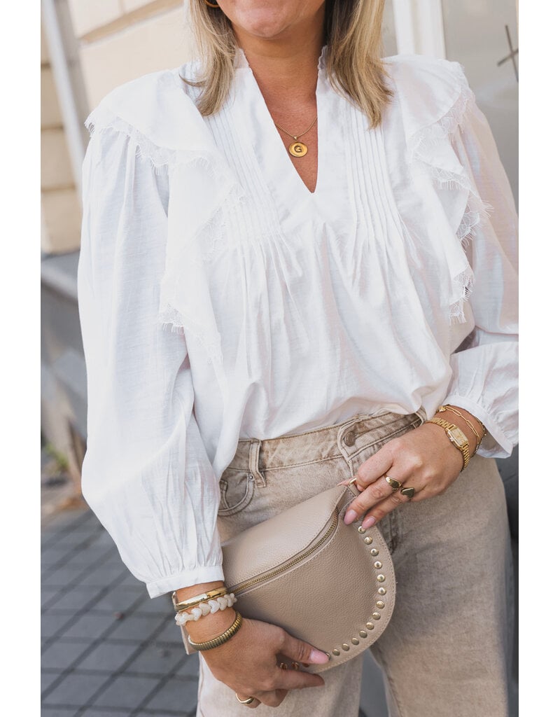 21Jewelz Blouse met ruffles en kant - wit