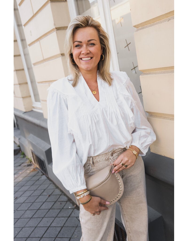 21Jewelz Blouse met ruffles en kant - wit