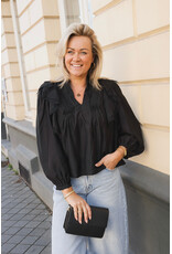 21Jewelz Blouse met ruffles en kant - zwart