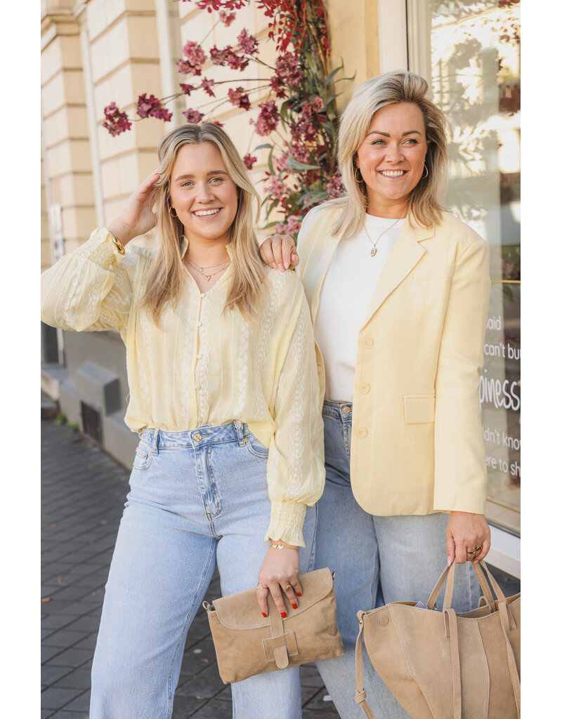 Blazer met krijtstreep - geel