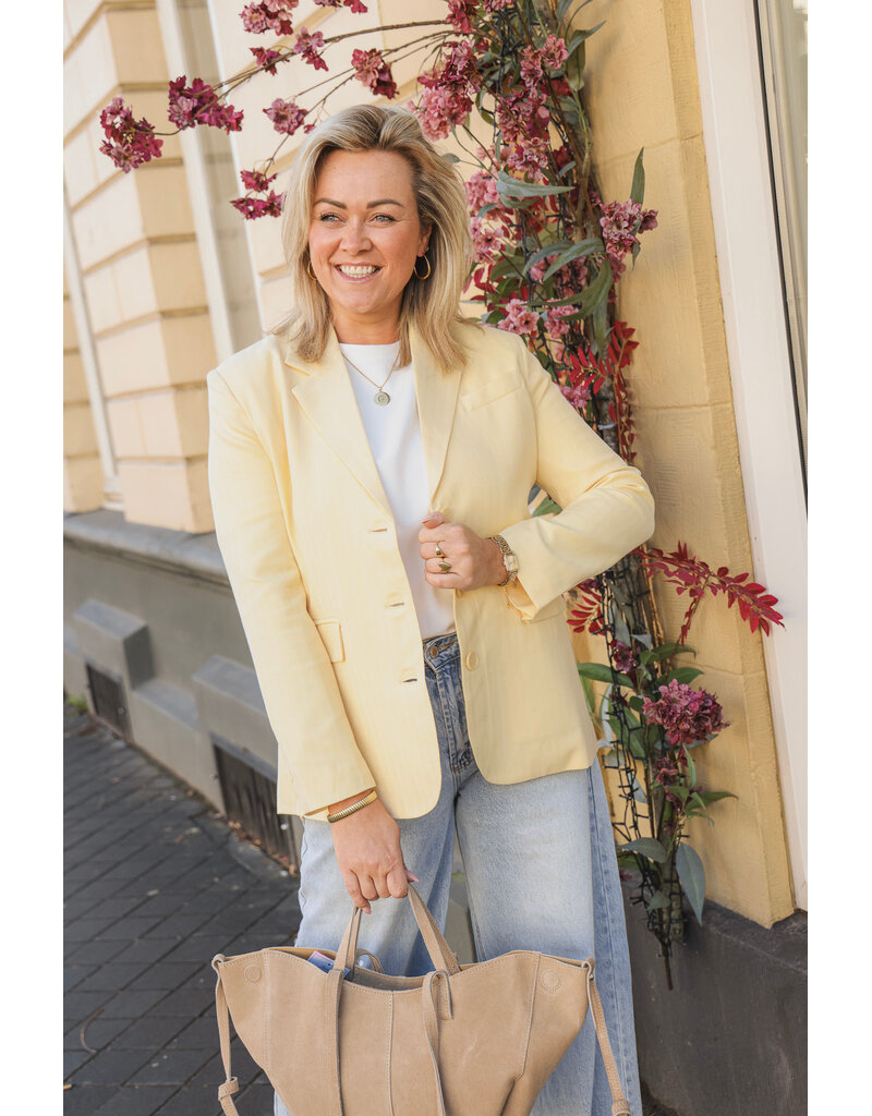 Blazer met krijtstreep - geel