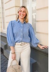 21Jewelz Denim blouse met pofmouw