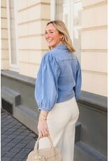 21Jewelz Denim blouse met pofmouw