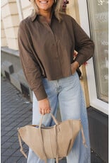 21Jewelz Cropped blouse met zakje - bruin
