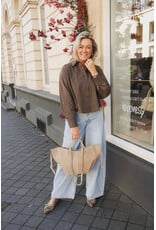 21Jewelz Cropped blouse met zakje - bruin