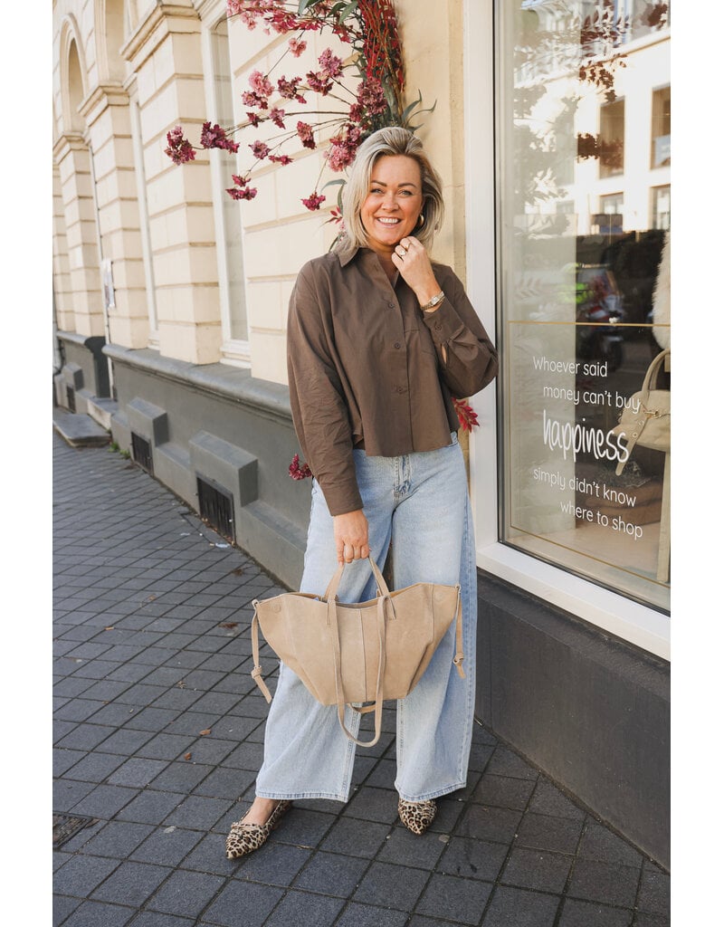 21Jewelz Cropped blouse met zakje - bruin