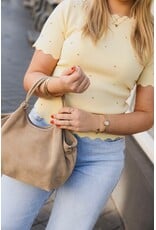 21Jewelz Zigzag shirt met gouden studs - geel