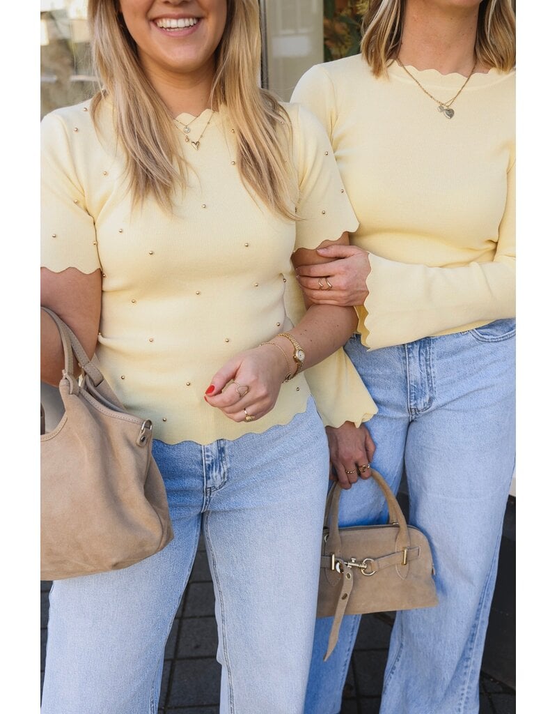 21Jewelz Zigzag shirt met gouden studs - geel