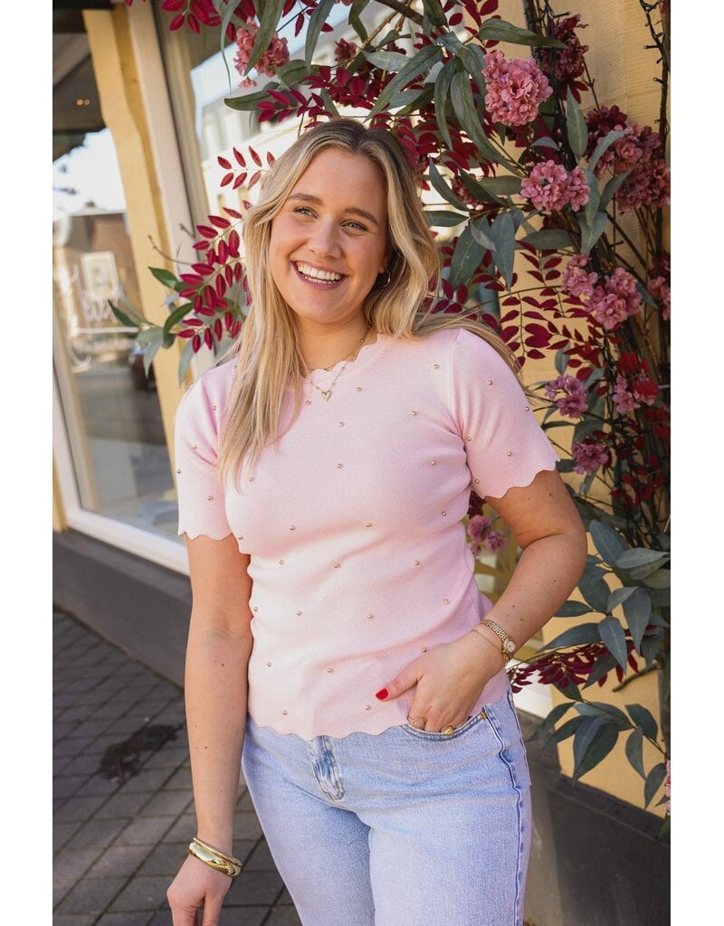 21Jewelz Zigzag shirt met gouden studs - roze