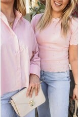 21Jewelz Zigzag shirt met gouden studs - roze