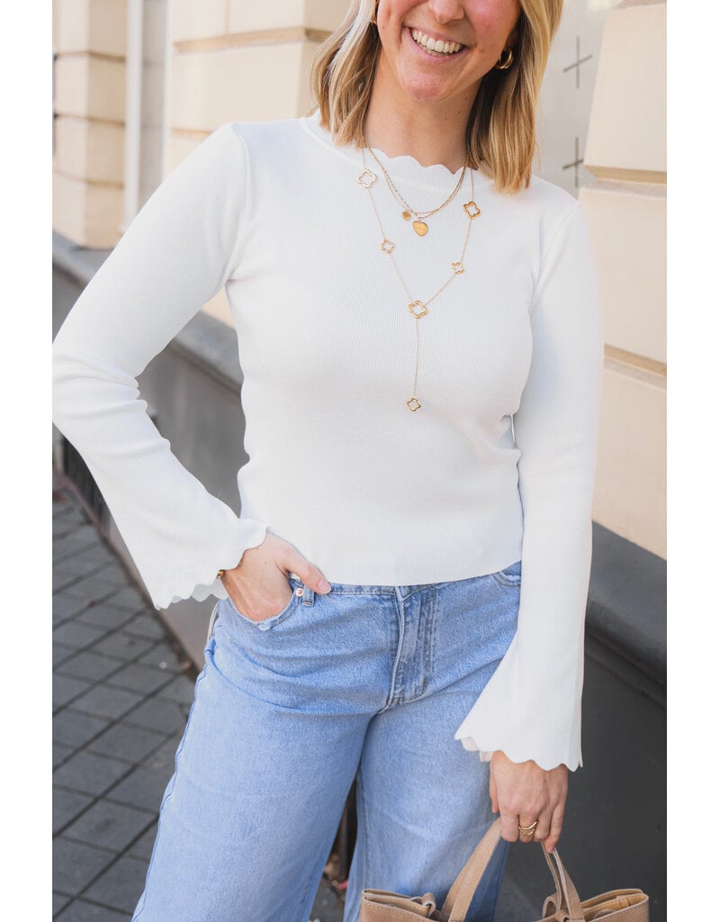 21Jewelz Zigzag truitje met lange mouw - wit