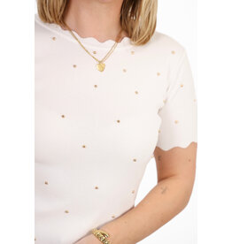 21Jewelz Zigzag shirt met gouden studs - wit