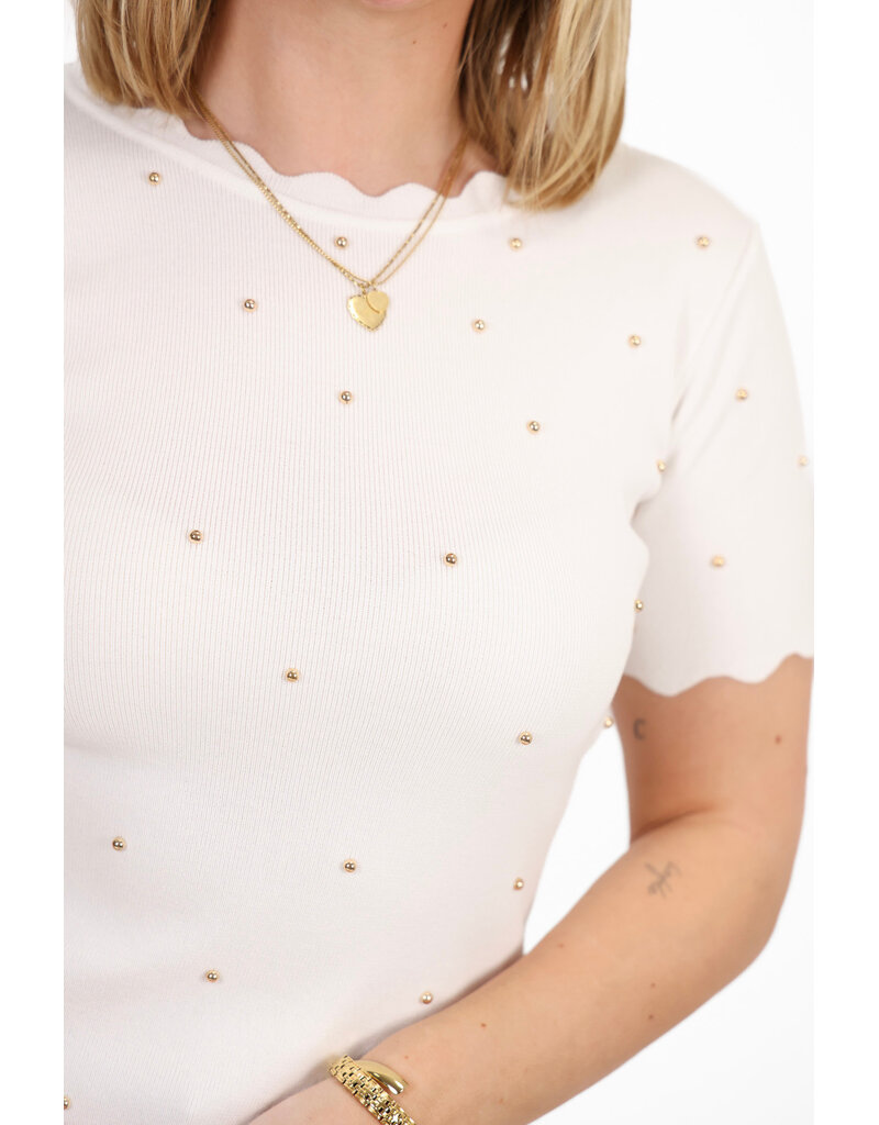 21Jewelz Zigzag shirt met gouden studs - wit