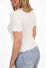 21Jewelz Zigzag shirt met gouden studs - wit