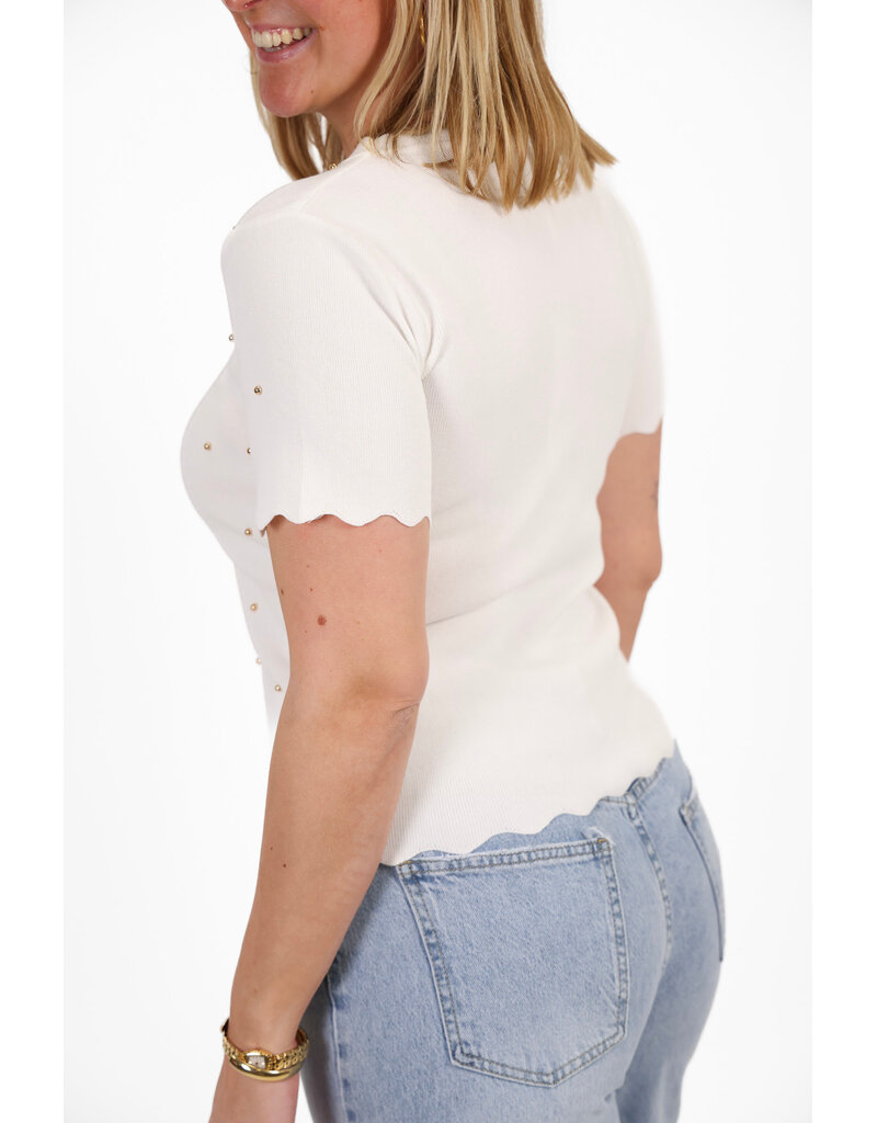 21Jewelz Zigzag shirt met gouden studs - wit