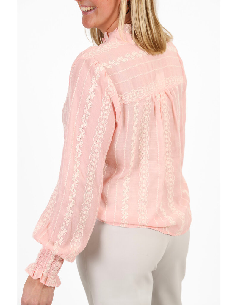 21Jewelz Geborduurde blouse met knoopjes - roze