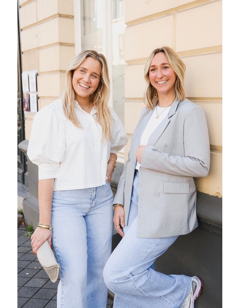 21Jewelz Cropped blouse met pofmouw - wit