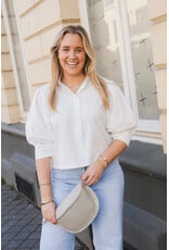 21Jewelz Cropped blouse met pofmouw - wit