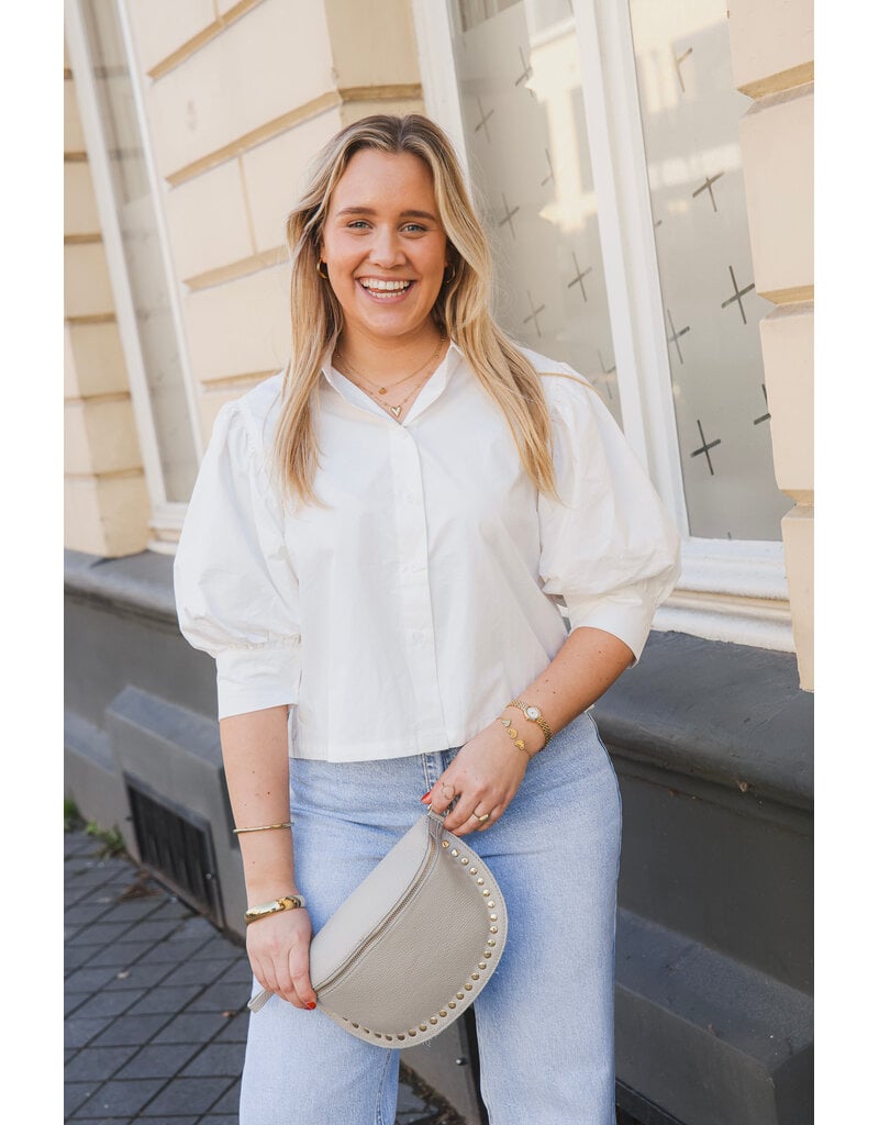 21Jewelz Cropped blouse met pofmouw - wit