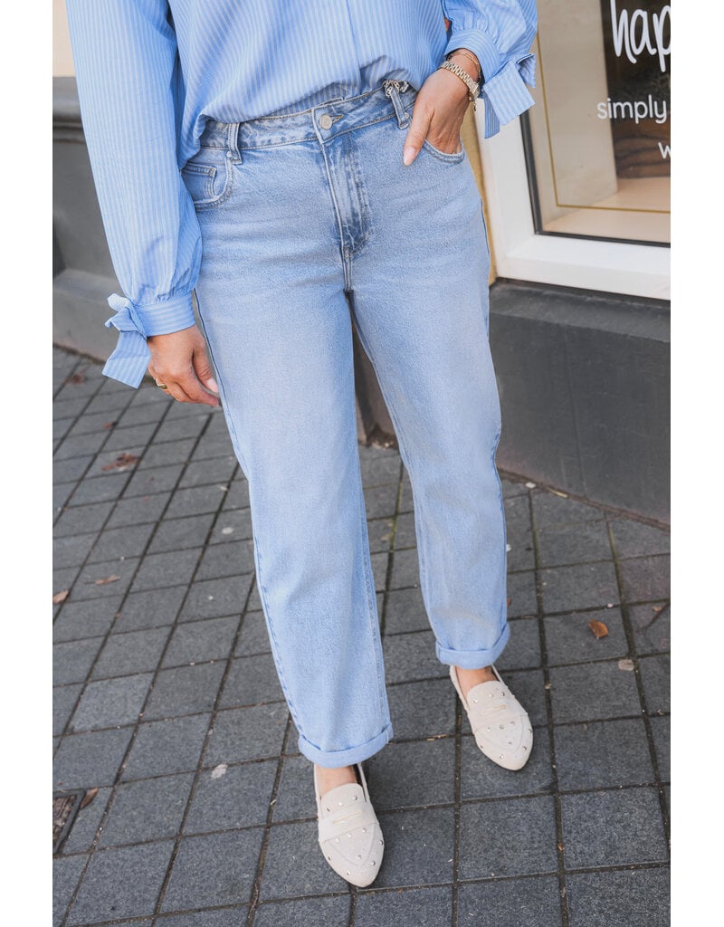 21Jewelz Mom jeans met omgeslagen pijp - lichtblauw