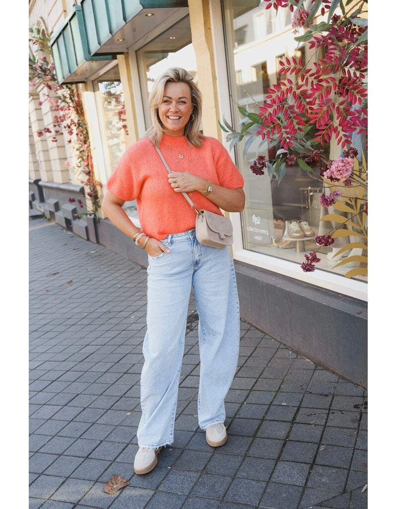 21Jewelz Wollige trui met korte mouw - koraal