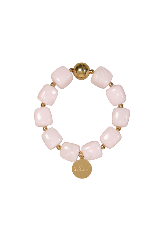 21Jewelz Statement armband met gouden details en kraal - lichtroze