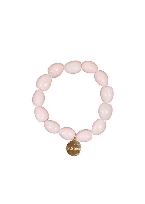 21Jewelz Statement armband met kleine organische kralen - lichtroze