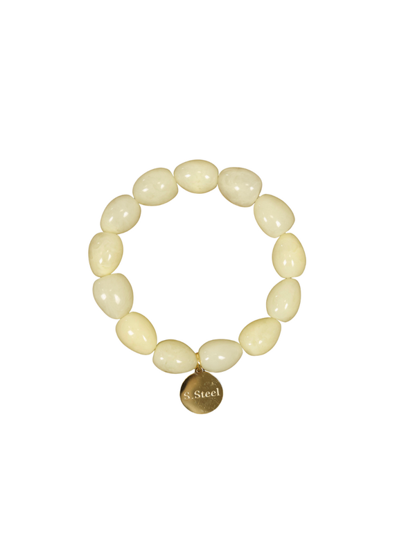 21Jewelz Statement armband met kleine organische kralen - lichtgeel