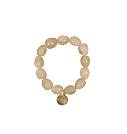 21Jewelz Statement armband met kleine organische kralen - beige