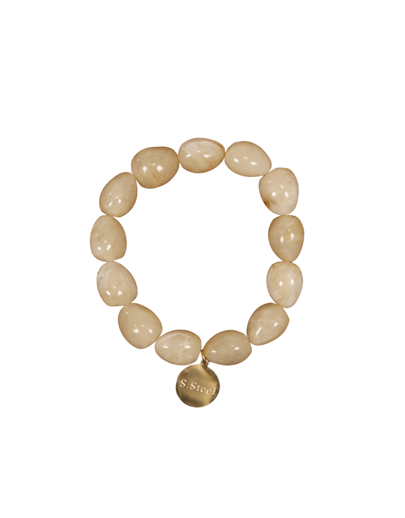 21Jewelz Statement armband met kleine organische kralen - beige