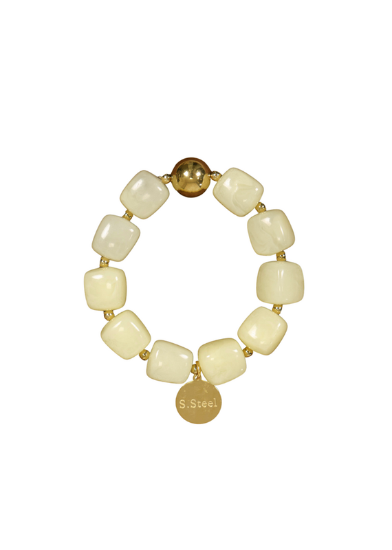 21Jewelz Statement armband met gouden details en kraal - lichtgeel