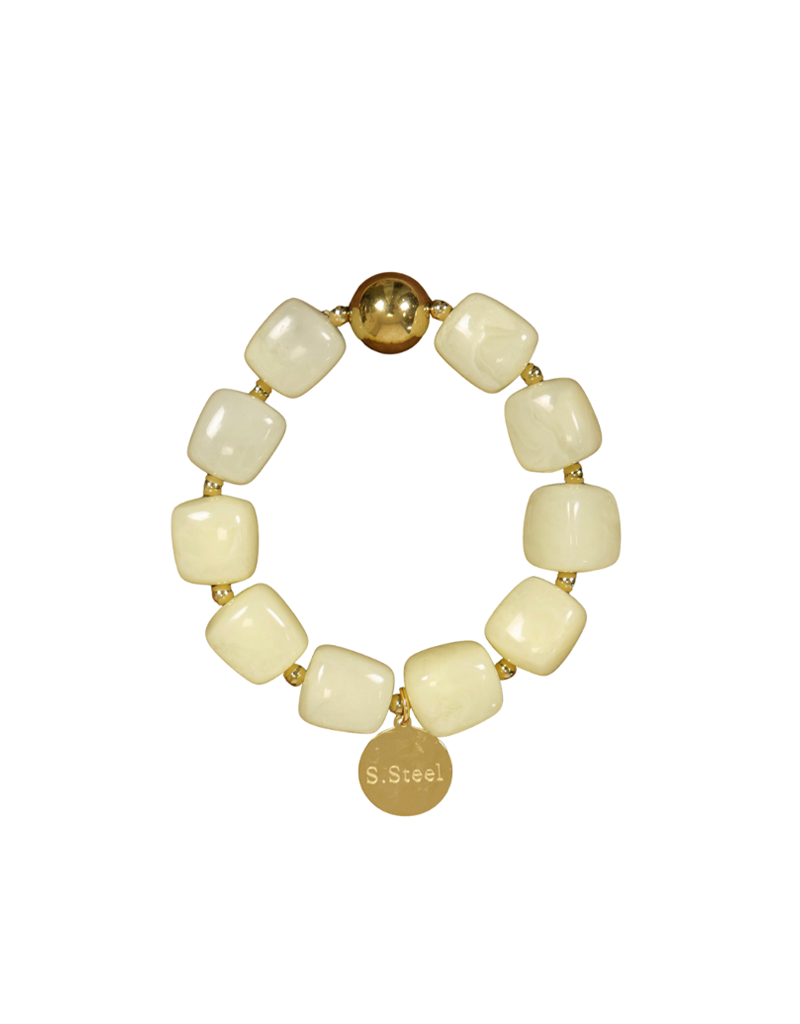 21Jewelz Statement armband met gouden details en kraal - lichtgeel