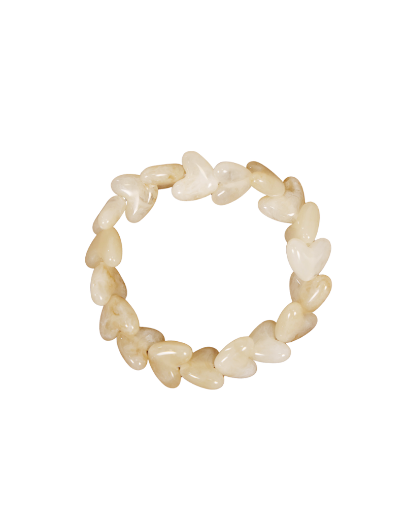 21Jewelz Statement armband met kleine hartjes kralen - beige