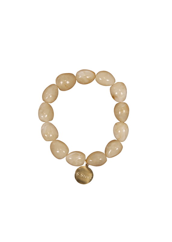 21Jewelz Statement armband met grote ovale kralen - beige