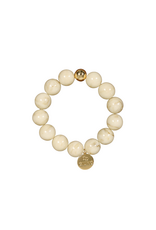 21Jewelz Statement armband met ronde kralen - marmer ecru